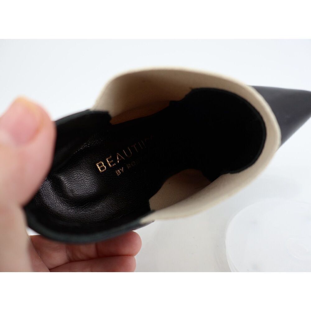 Beautiisoles Abby Pointed Toe Bootie Black White Stiletto Heel Pull On Boot Sz 8 — image 5 of 8